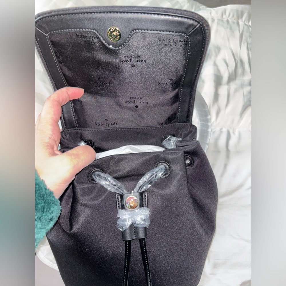 Kate Spade Black Backpack with Red Bow - Picture 2 of 5